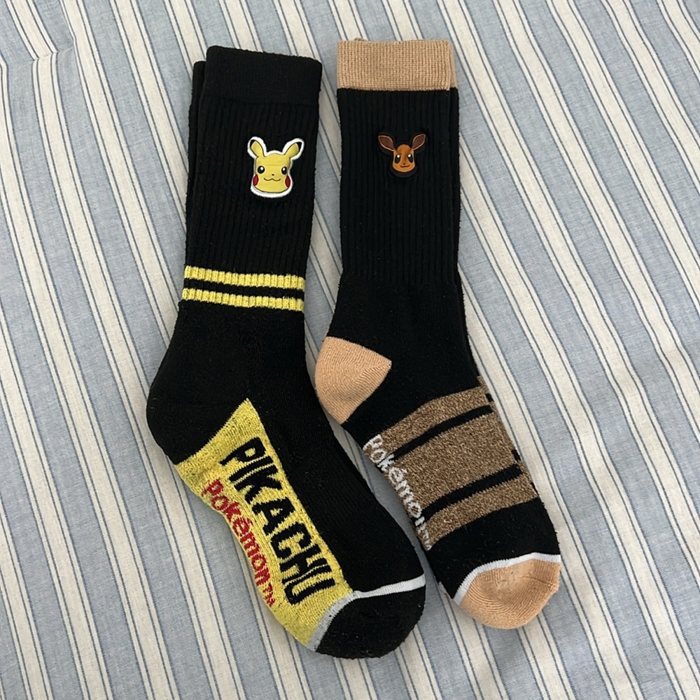 2 prs PIKACHU POKEMON SOCKS. 8” heel to toe plus stretch